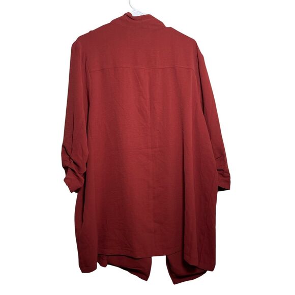 Soho Sweater Women's 2X Red Open Cardigan Solid Career Ruffle 3/4 Sleeve NWT - Picture 8 of 10